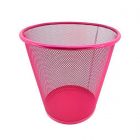 Papelera metálica rejilla rosa - 12L