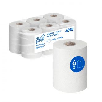 SCOTT® Essential™ Slimroll™ | Papel secamanos en rollo blanco