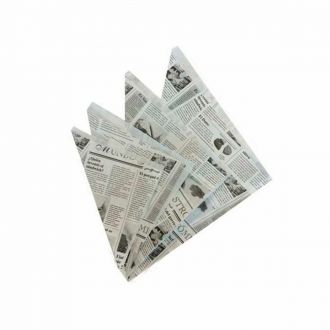 Cucurucho papel antigrasa tipo periódico - 18 x 17 x 24 cm