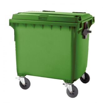MAYA | Contenedor de residuos tapa plana verde - 1100 L